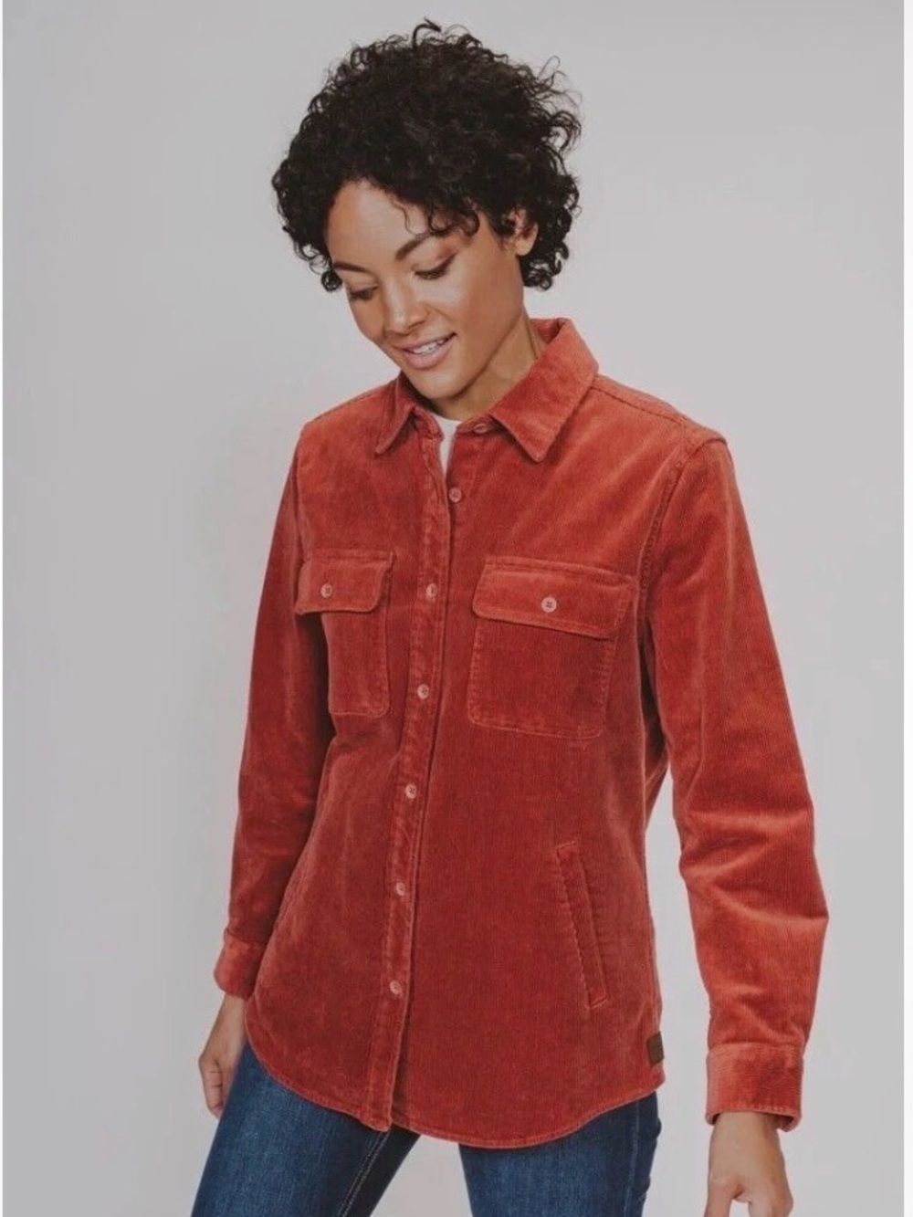 The Normal Brand Women’s Heavy Corduroy Overshirt. In Auburn.